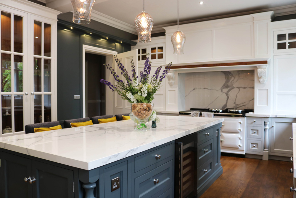 Modern kitchen with island and dining space