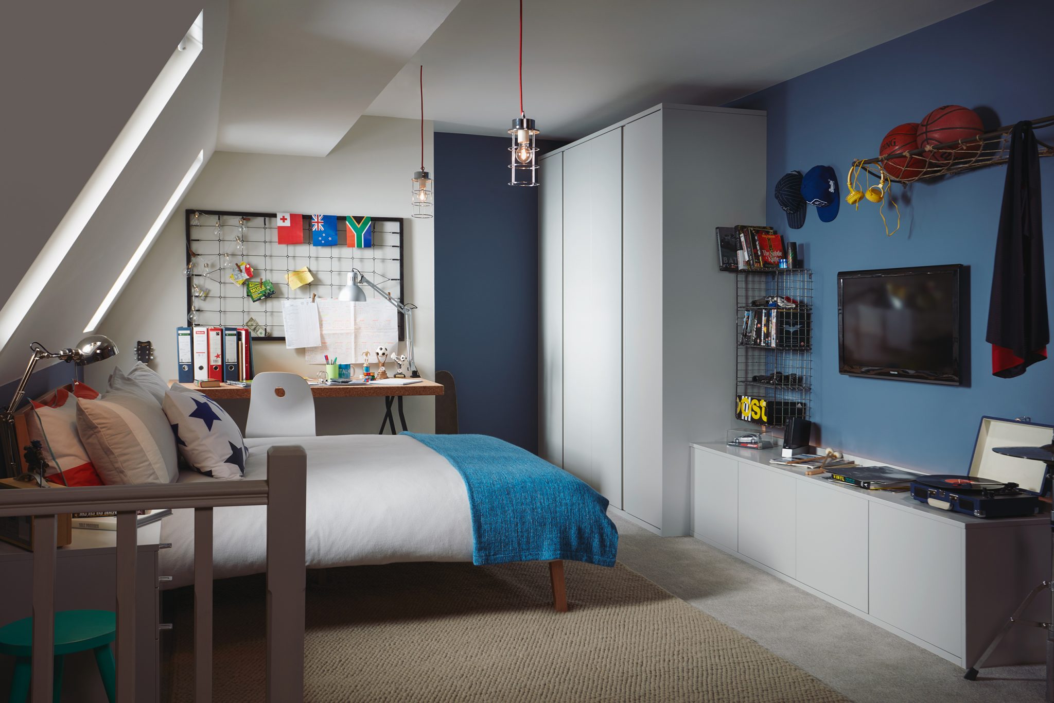 Fitted bedroom with painted furniture and considered storage